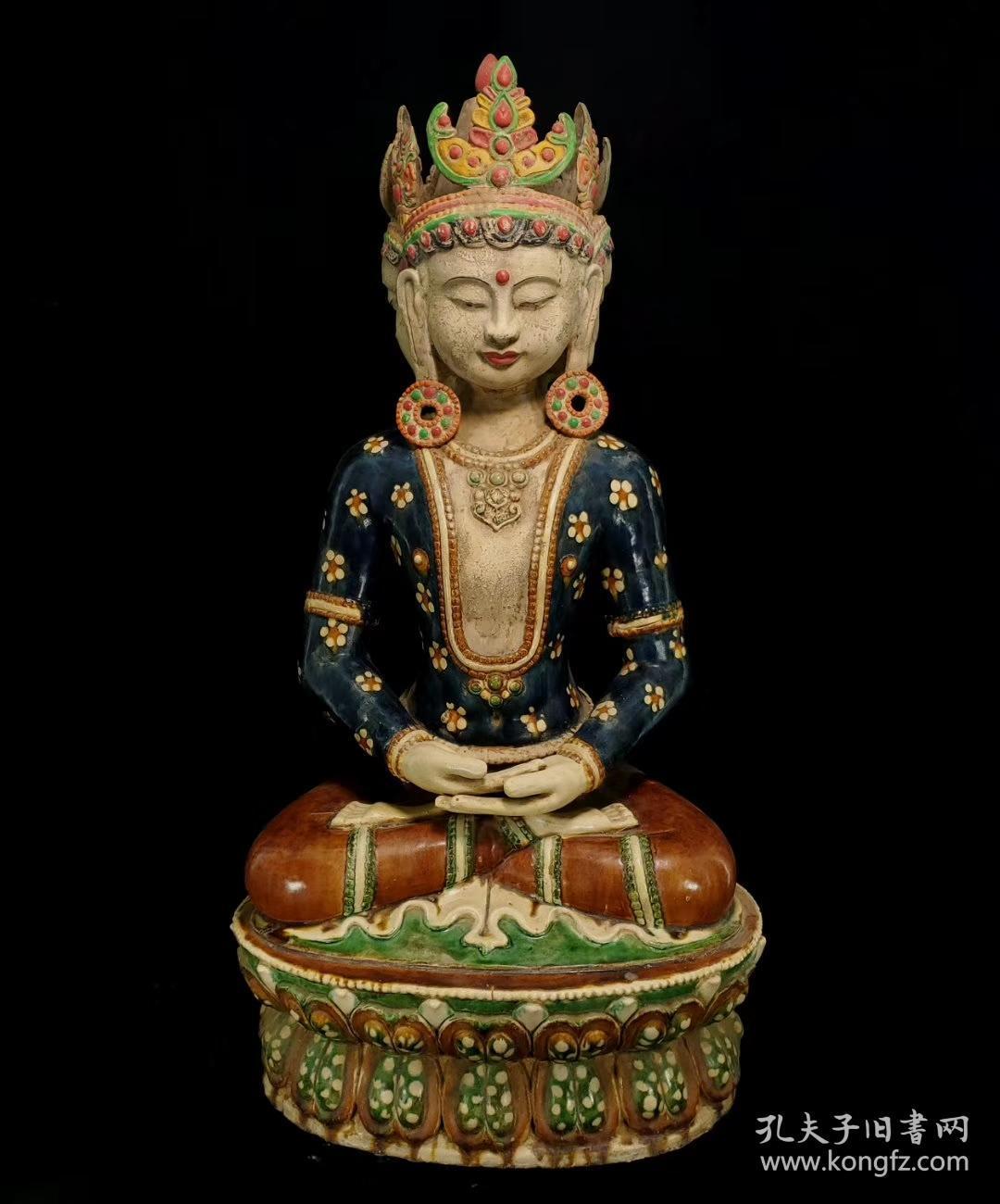 唐三彩系 三面圣佛