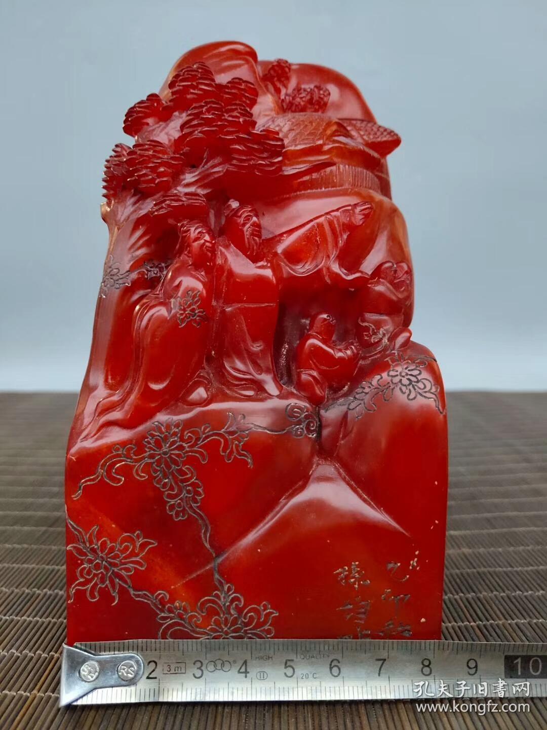 67旧藏红67田黄石透67料手工雕67刻仙67人指67路玉玺67