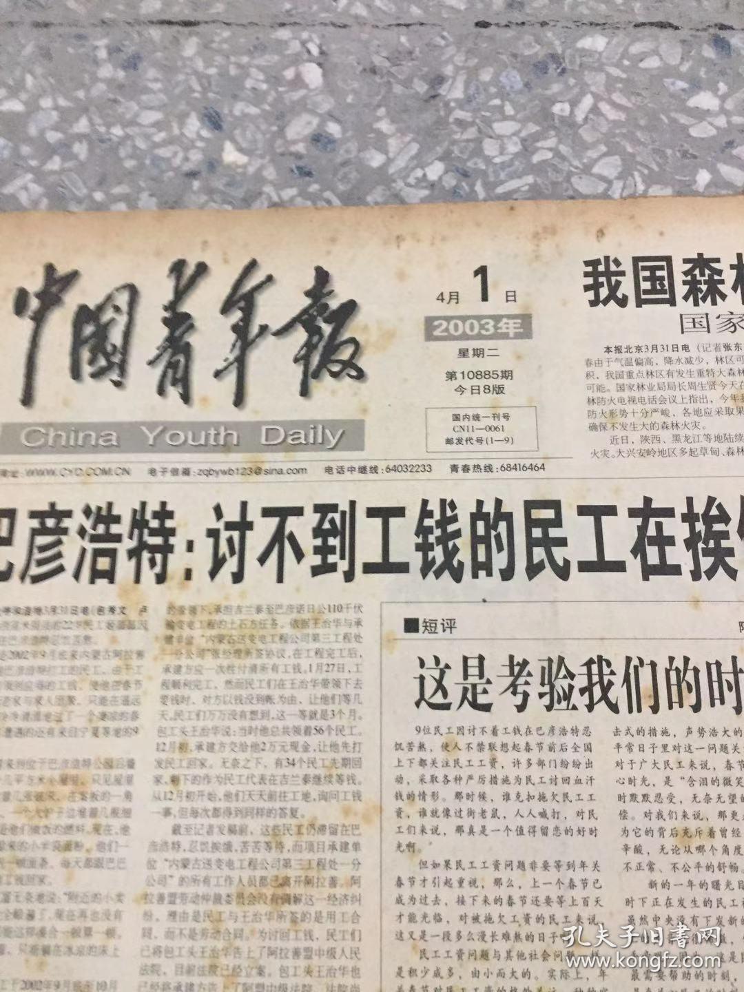 中国青年报2003年4月1-29日 原版合订