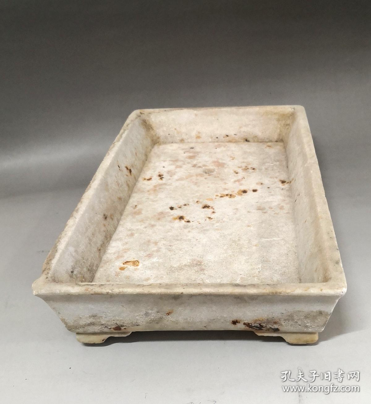 清代汉白玉石盆