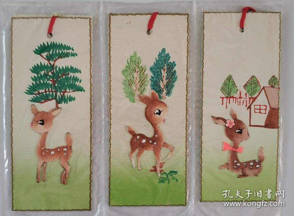 通草画艺术书签《小鹿》6枚