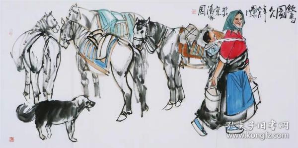 著名画家史国良新疆人物国画纯手绘