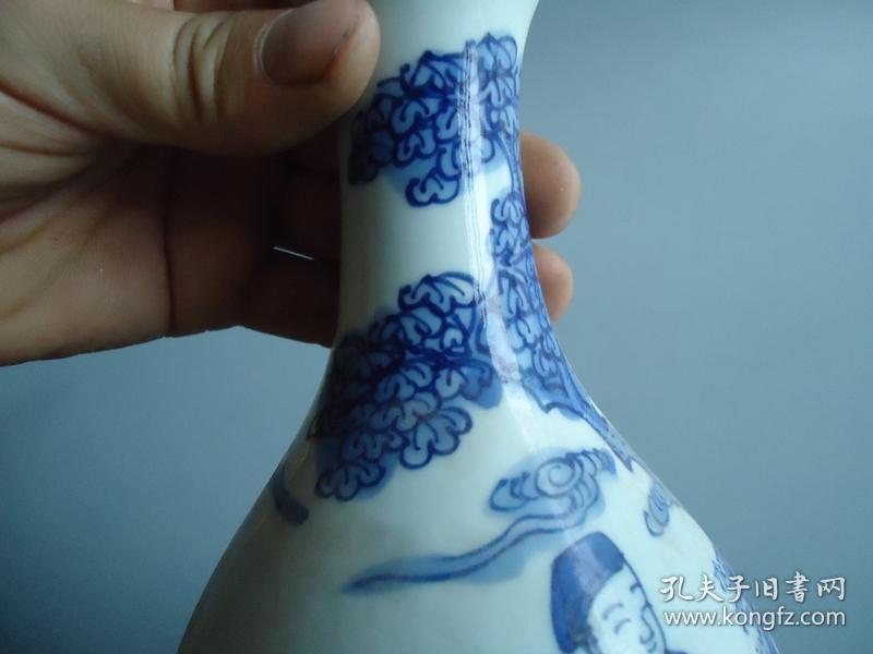古董古玩老青花瓷器清代蒜头瓶