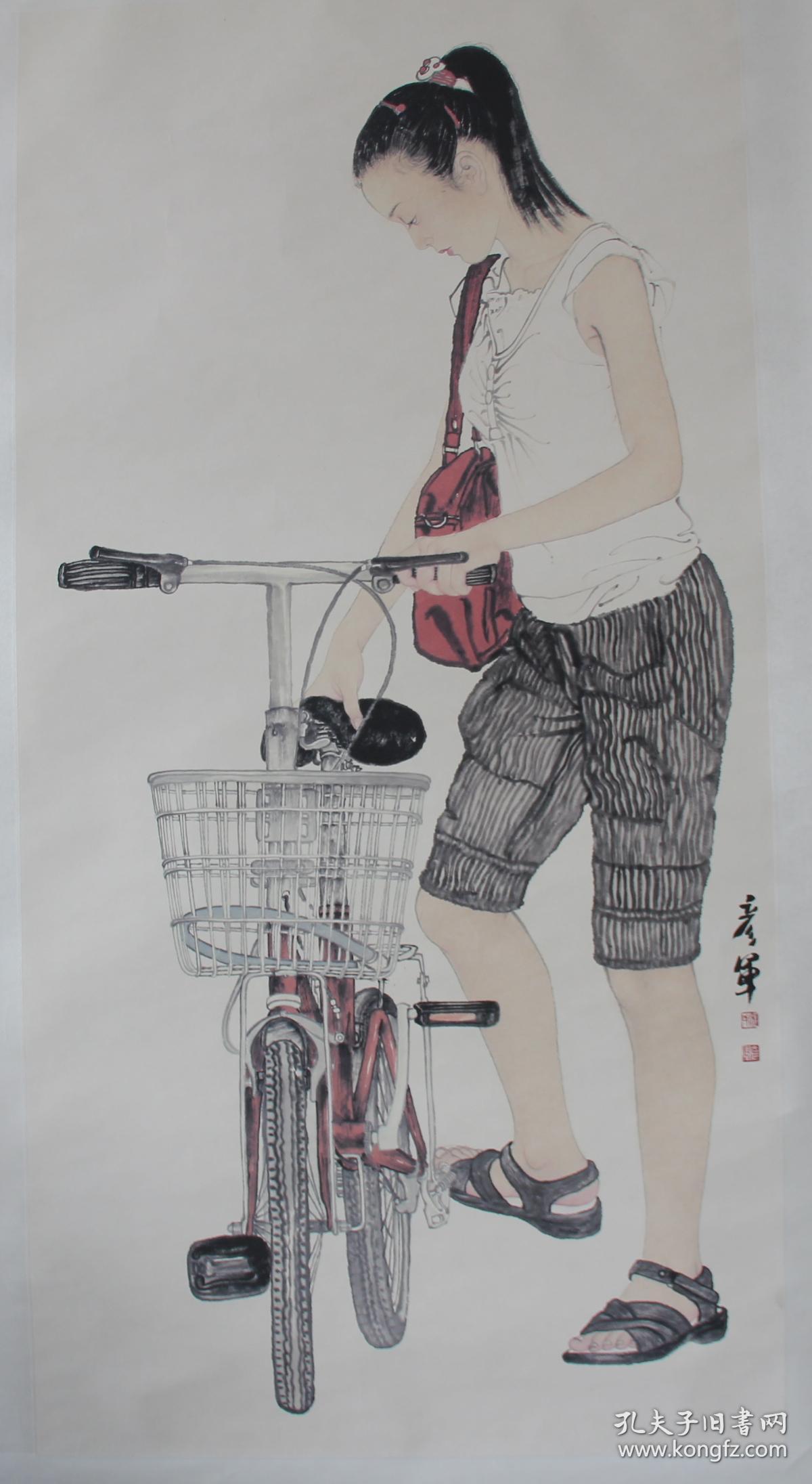 名家宋彦军画作---踏春(高仿)(裸画)(四尺整张)