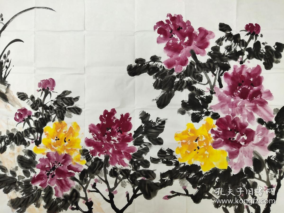安徽著名画家【郑正】精品六尺花鸟牡丹,喜欢的朋友不要错过
