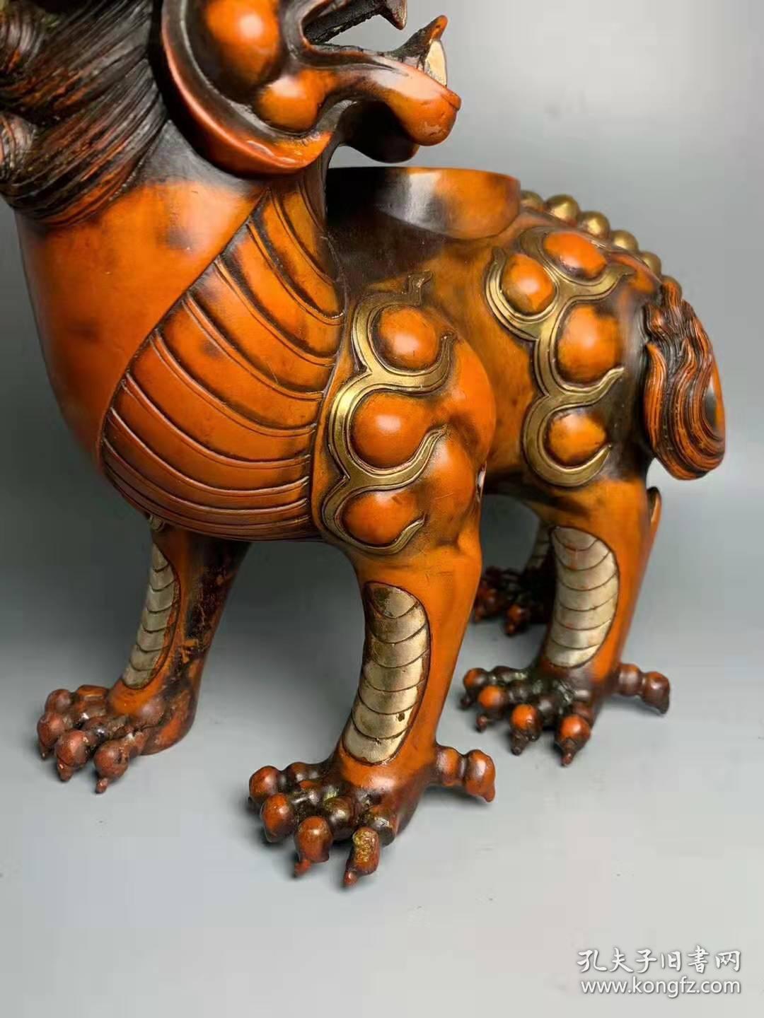 紫铜鎏金鎏银兽香炉长30公分x宽25公分x重4940克)