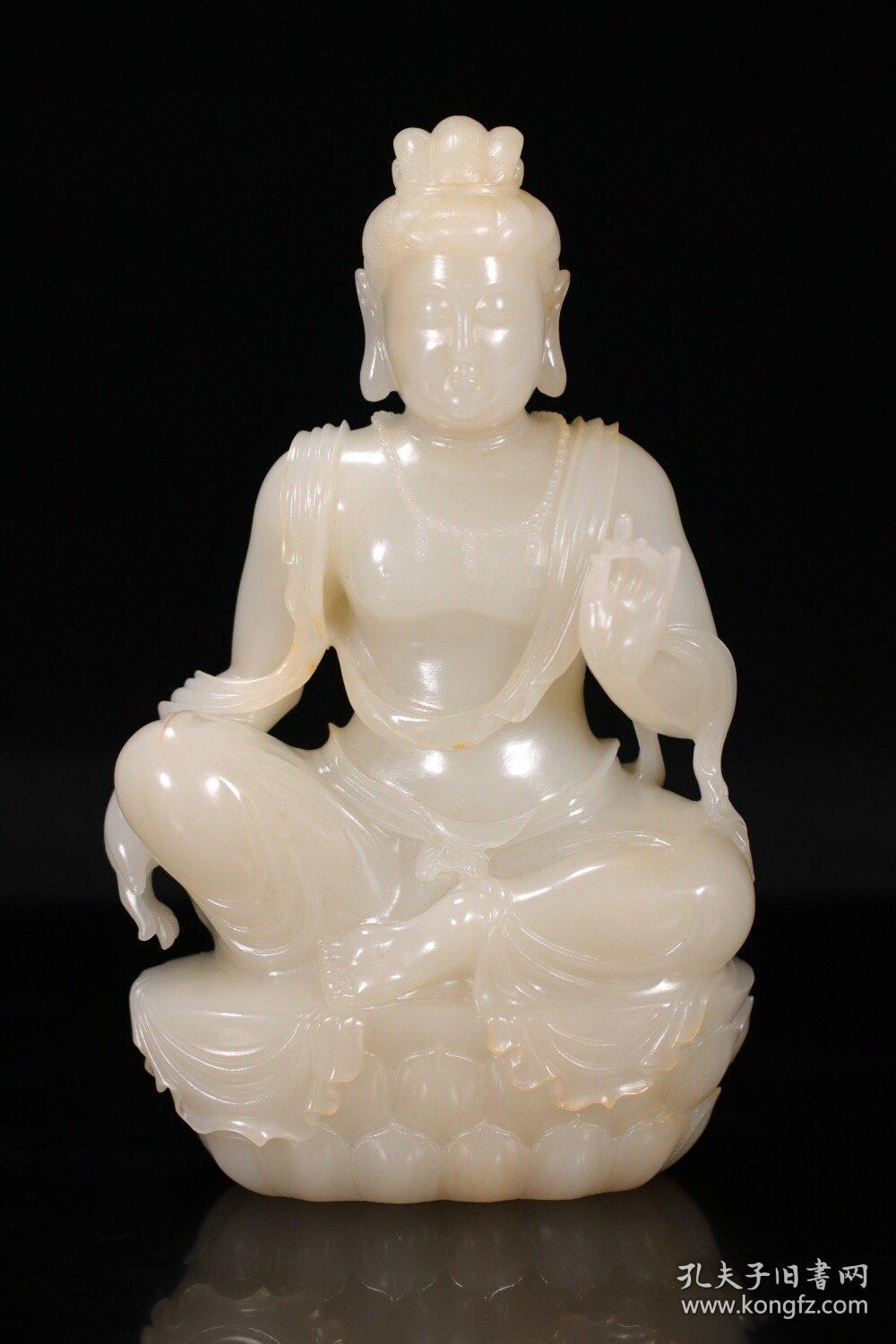 回流 和田玉观音摆件