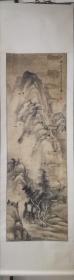 清代芙青葛成缔？五尺山水一幅，画心尺寸143*46，全绫旧裱，带名人题签！