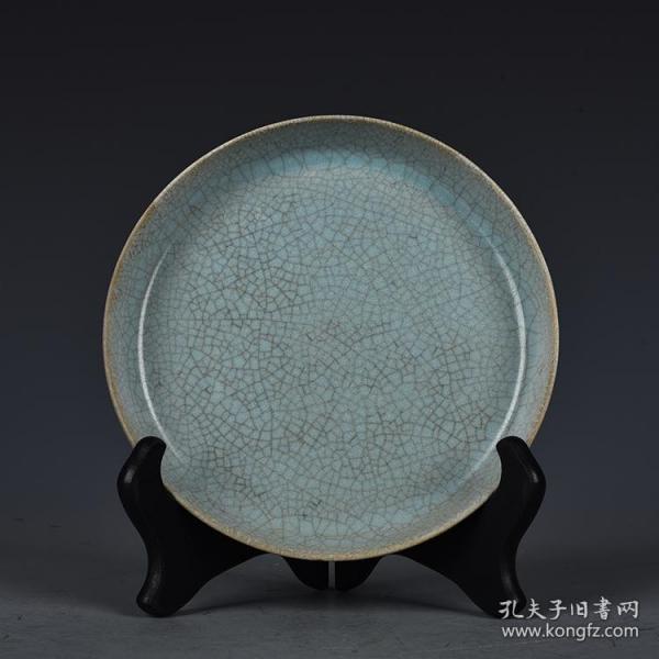 宋汝窑天青釉蟹爪纹圆盘 宋徽宗御笔书法草书千字文