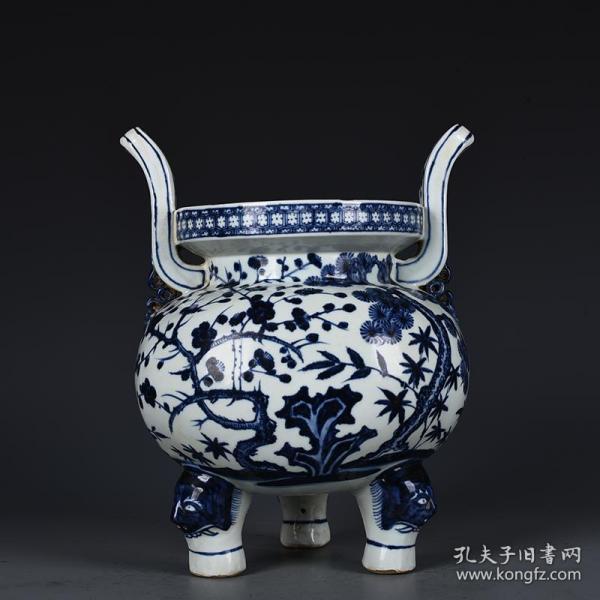 明永乐青花岁寒三友松竹梅香炉