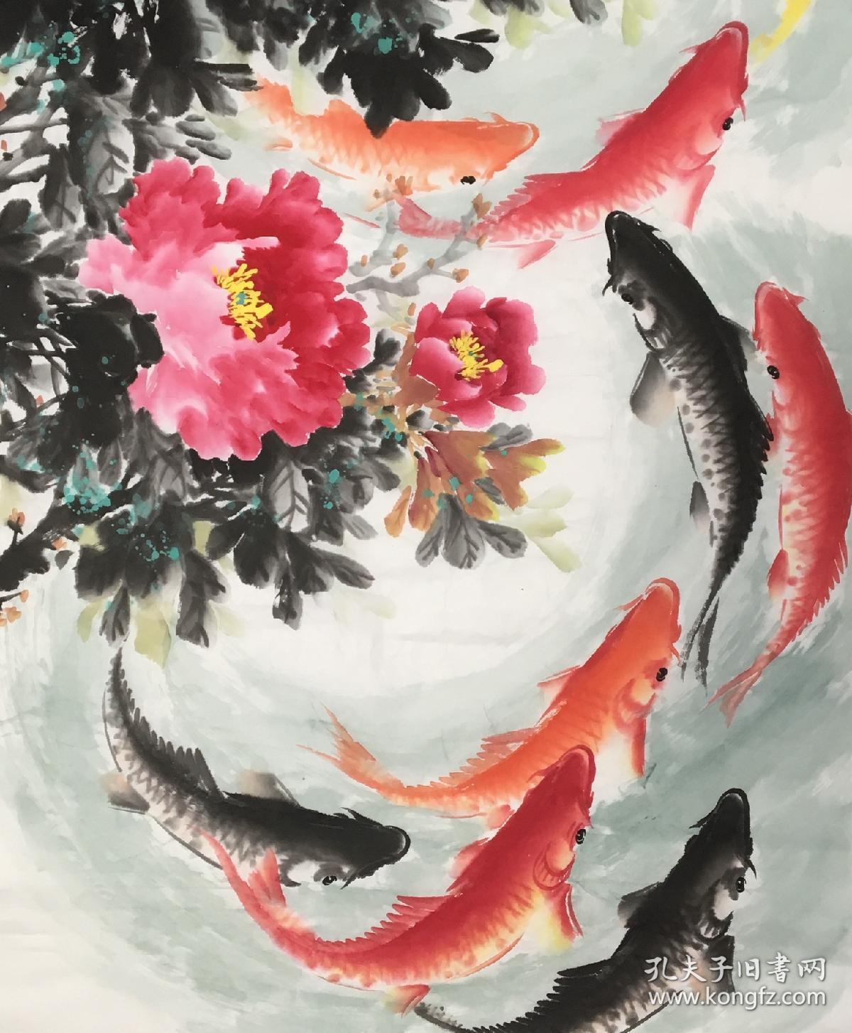 著名画家墨宇牡丹真迹 【四尺整张168*68】