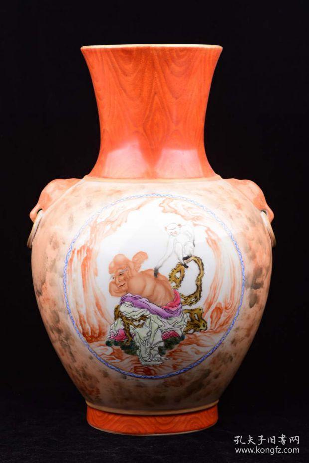 清乾隆督窑官唐英自造粉彩云气开光瑞兽罗汉尊3000高371235厘米