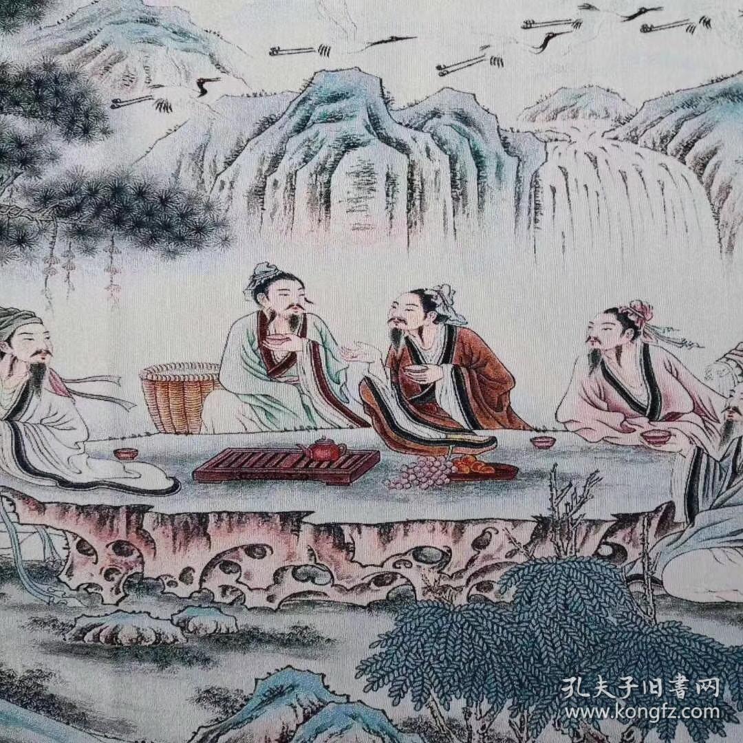 茶圣品茗图刺绣锦绣丝织画_孔夫子旧书网