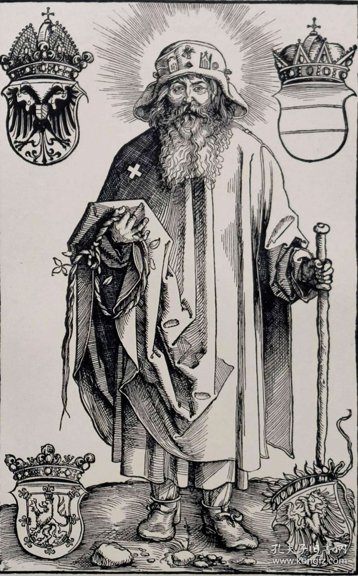 巨幅丢勒名画1910年复刻版丢勒albrechtdürer系列木刻版画朝圣的圣徒