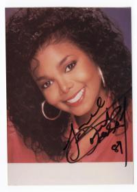 欧美流行天后 迈克尔杰克逊之妹 珍妮·杰克逊（Janet Jackson）1989年亲笔签名照