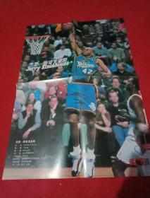 篮球海报：国际球星、美国底特律活塞队后卫、前锋杰里.斯塔克豪斯（此海报宽36厘米，高50厘米；单面彩印；表现的是杰里.斯塔克豪斯跃起上篮的精彩镜头）