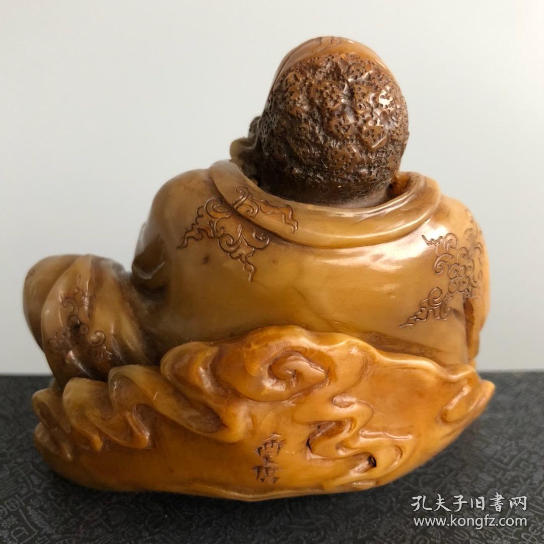 珍藏书法篆刻家高翔号西唐之作寿山田黄冻石罗汉印章摆件