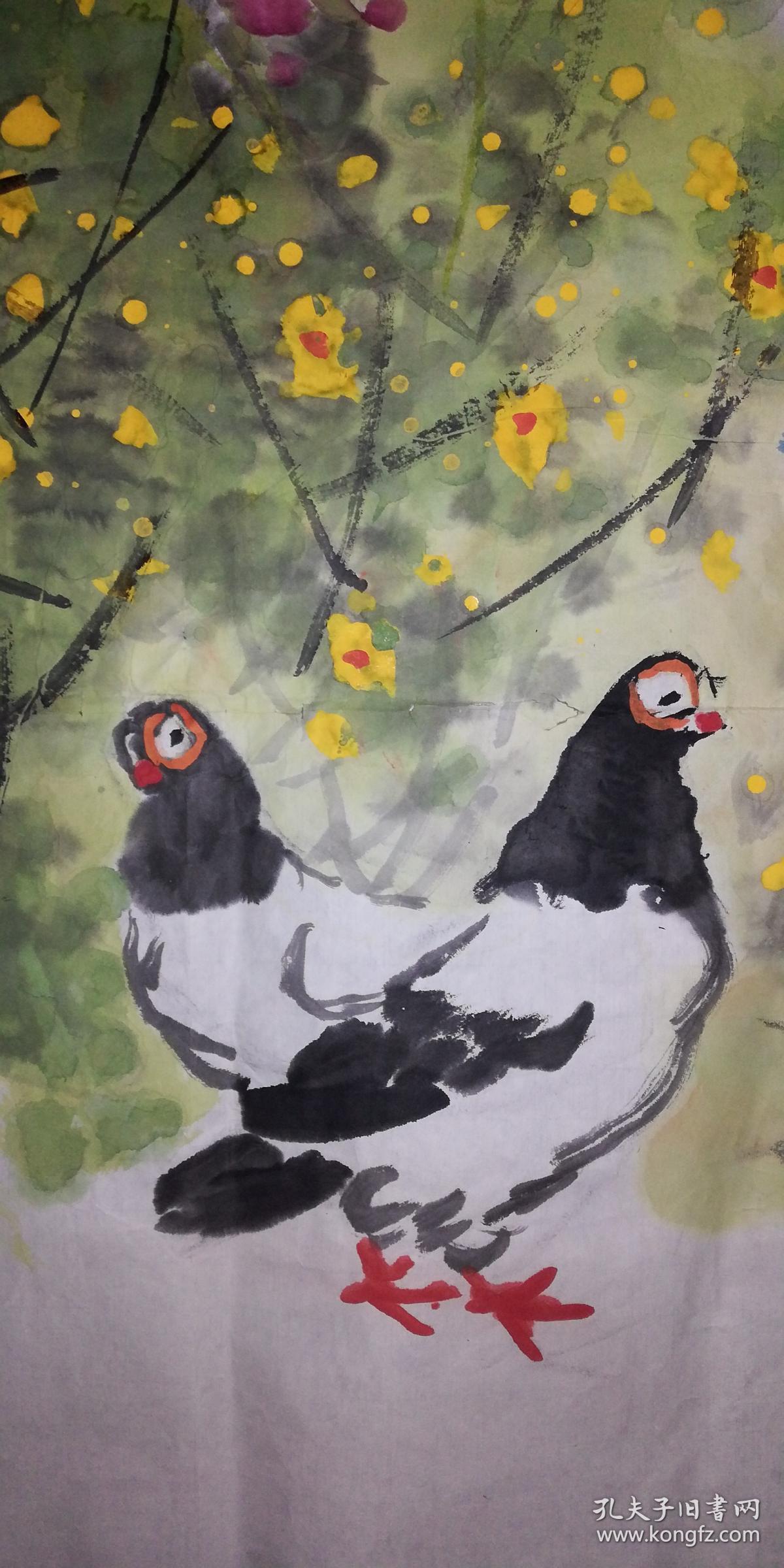 手绘真迹国画:天津美协会员曹剑英大写意花鸟画《青山入梦生》(六尺)