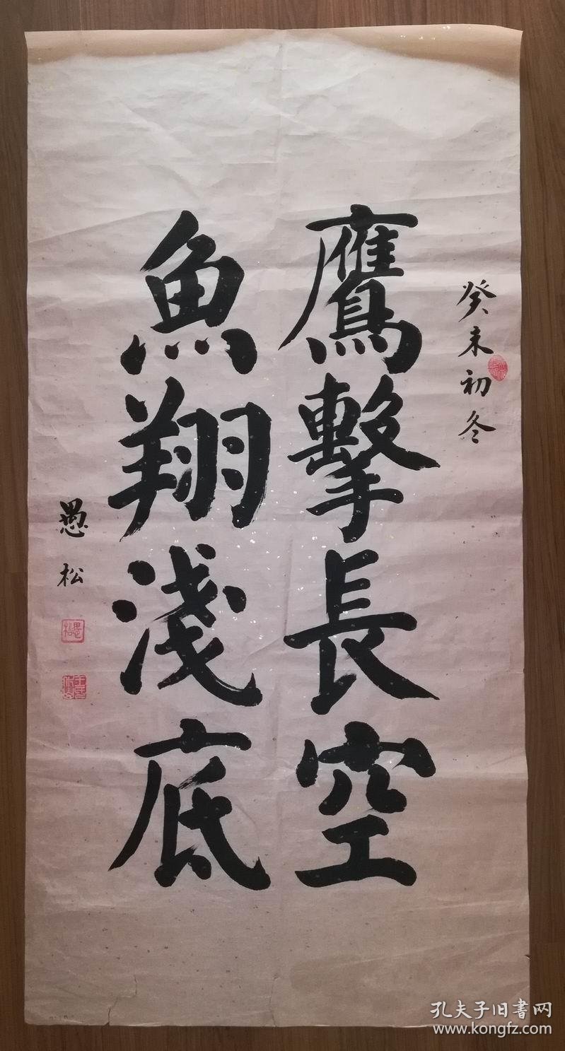 手书真迹书法:耿仲敭弟子王化山楷书《鹰击长空 鱼翔浅底》