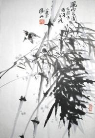 浙江著名画家 张万琪 风雨家园 花鸟小中堂 手绘国画