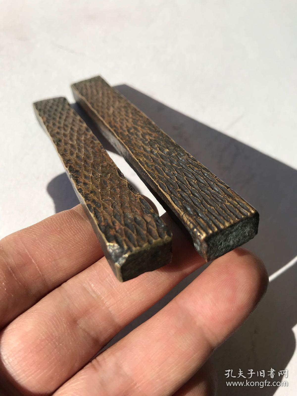 11815095cm2375克清代老铜镇纸压尺镇尺文房老铜压条两根