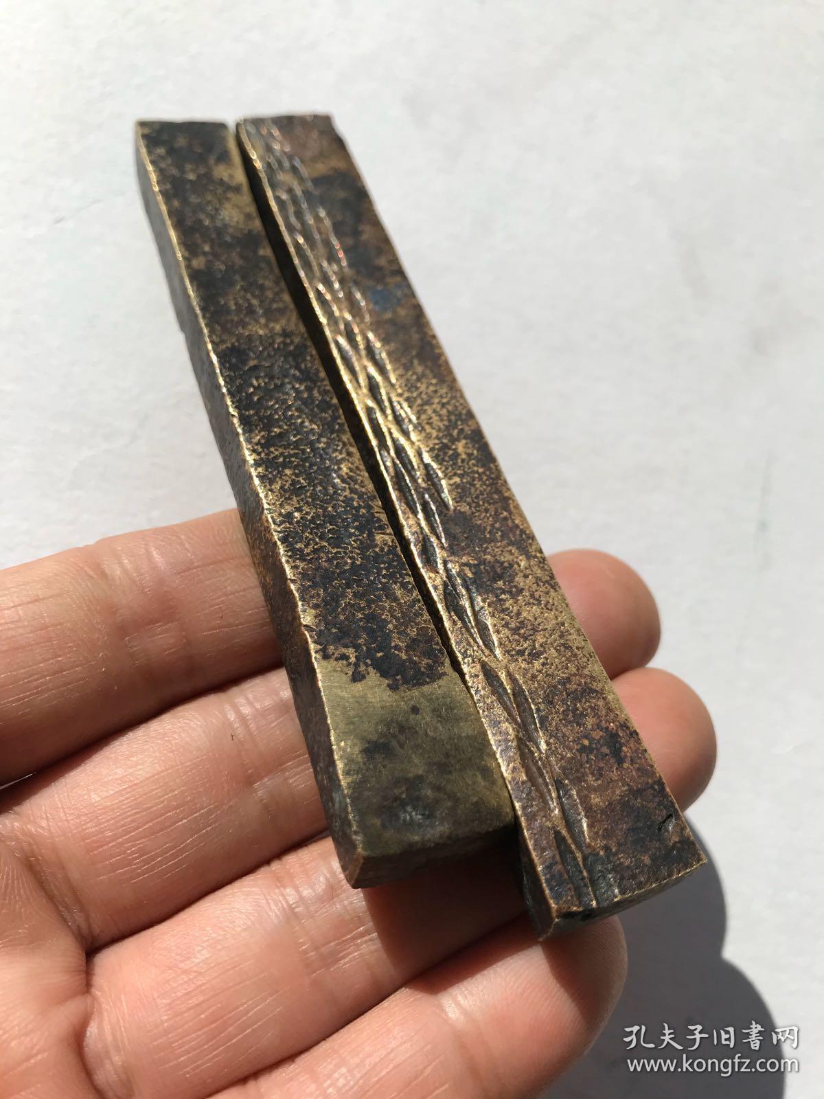 11815095cm2375克清代老铜镇纸压尺镇尺文房老铜压条两根