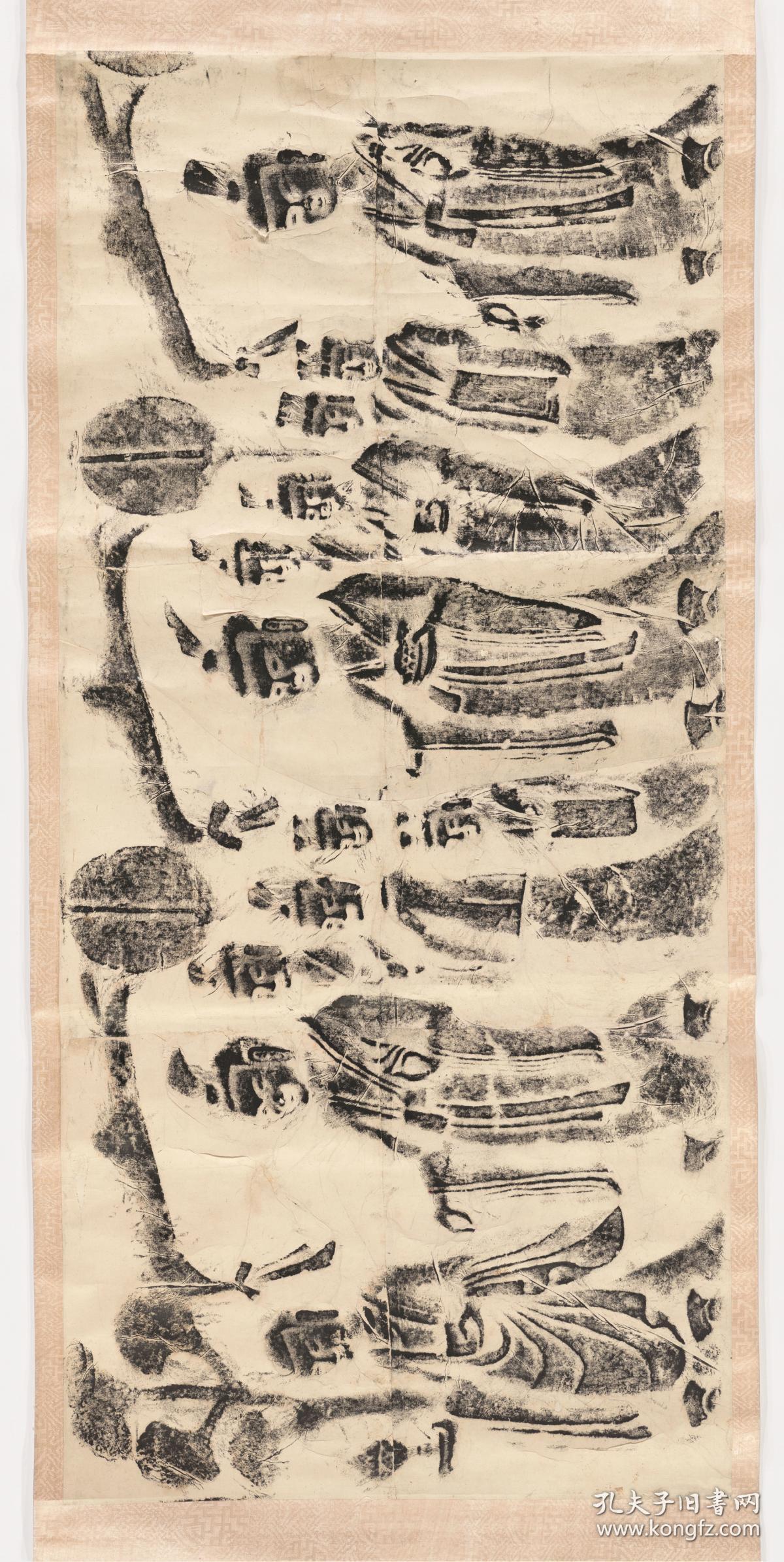 清拓本.石原在河南巩县石窟寺,第一窟南壁西面礼佛图中层.拓片尺寸64.