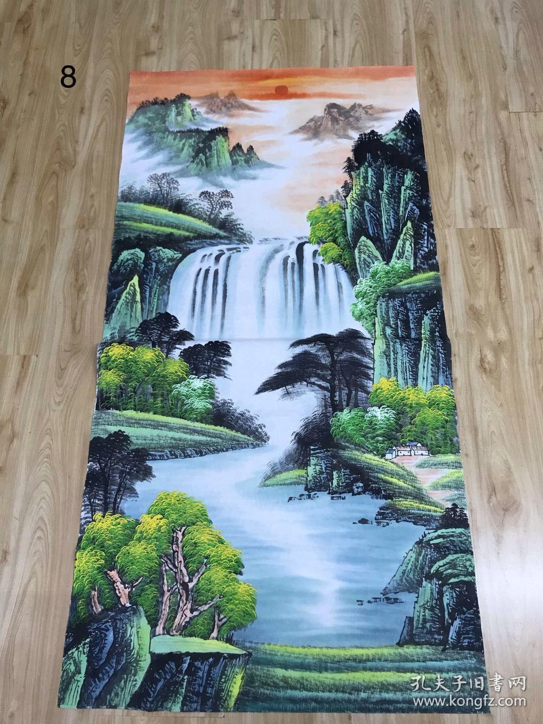 四尺竖幅招财进宝山水画单副