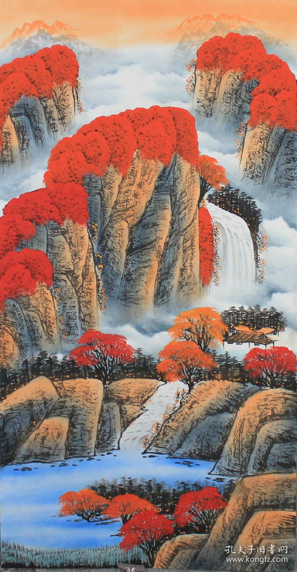 四尺竖幅招财进宝 山水画