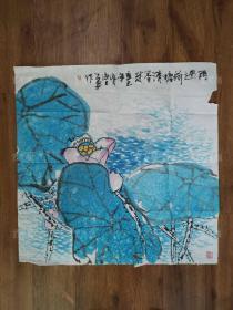 著名画家、上海市浦东新区美协副主席 石永泉（石泉） 辛巳年（2001）水墨画作品《雨过荷塘清香发》一幅（纸本软片，约4.3平尺，钤印：石、清泉白石）HXTX167623