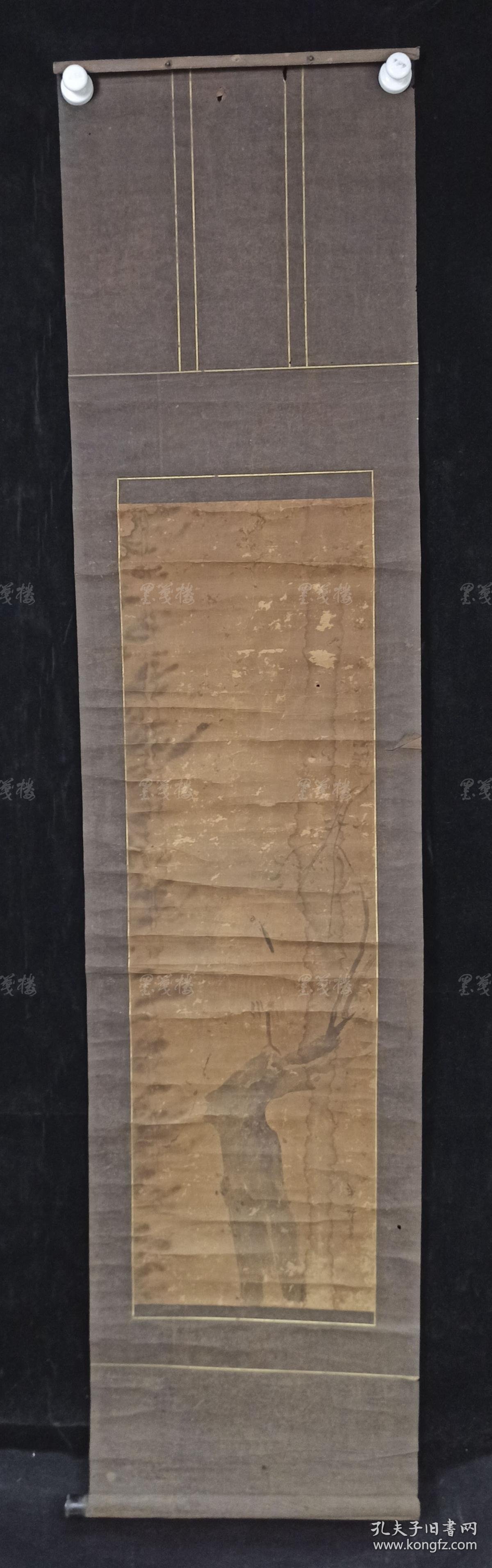 日本回流 日本风俗画派代表画家英一蝶 1652 1724 水墨画作品 干枝图 一幅 纸本立轴 画心约2 5平尺 Hxtx3114 孔夫子旧书网