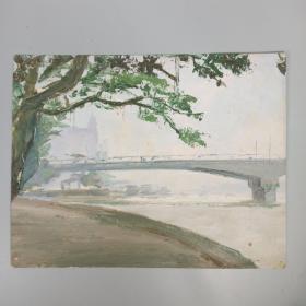 崔-豫-章旧藏：著名水彩画家 崔豫章 1978年 油画作品“广州人民桥”一幅 HXTX313811