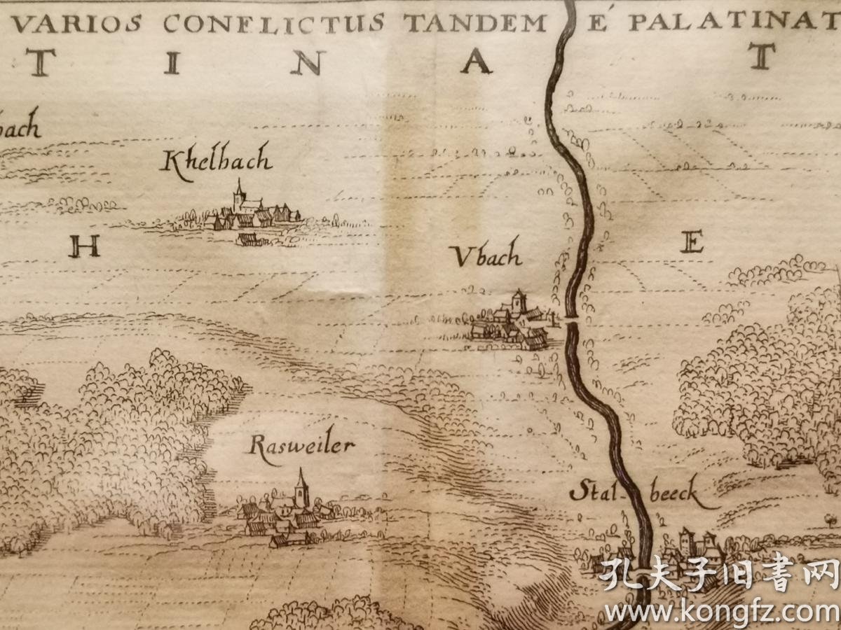 1650古代铜版地图与西班牙军队的一场野战欧洲三十年战争出自史上最