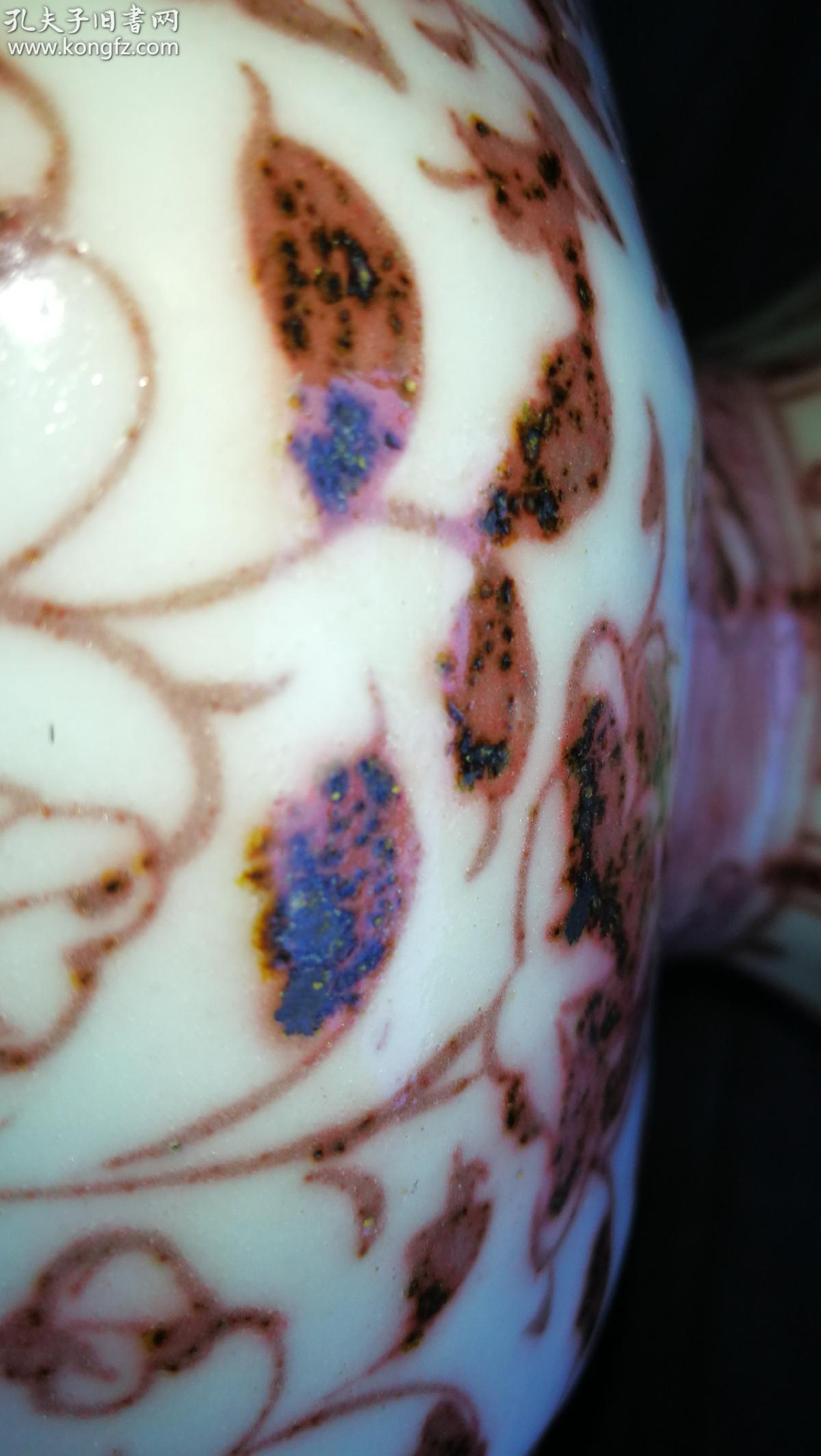 国宝级罕见元末明初釉里红缠枝花卉硕大八方葫芦瓶通高39x肚径23x底径