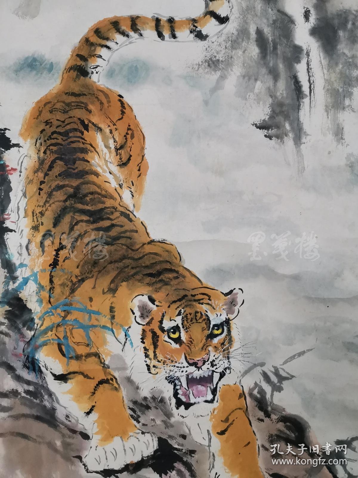 著名书画家上海文史馆馆员吴寿谷水墨画作品虎一幅纸本立轴画芯约25平