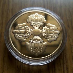 不丹藏传佛教八宝金刚杵镀金纪念币