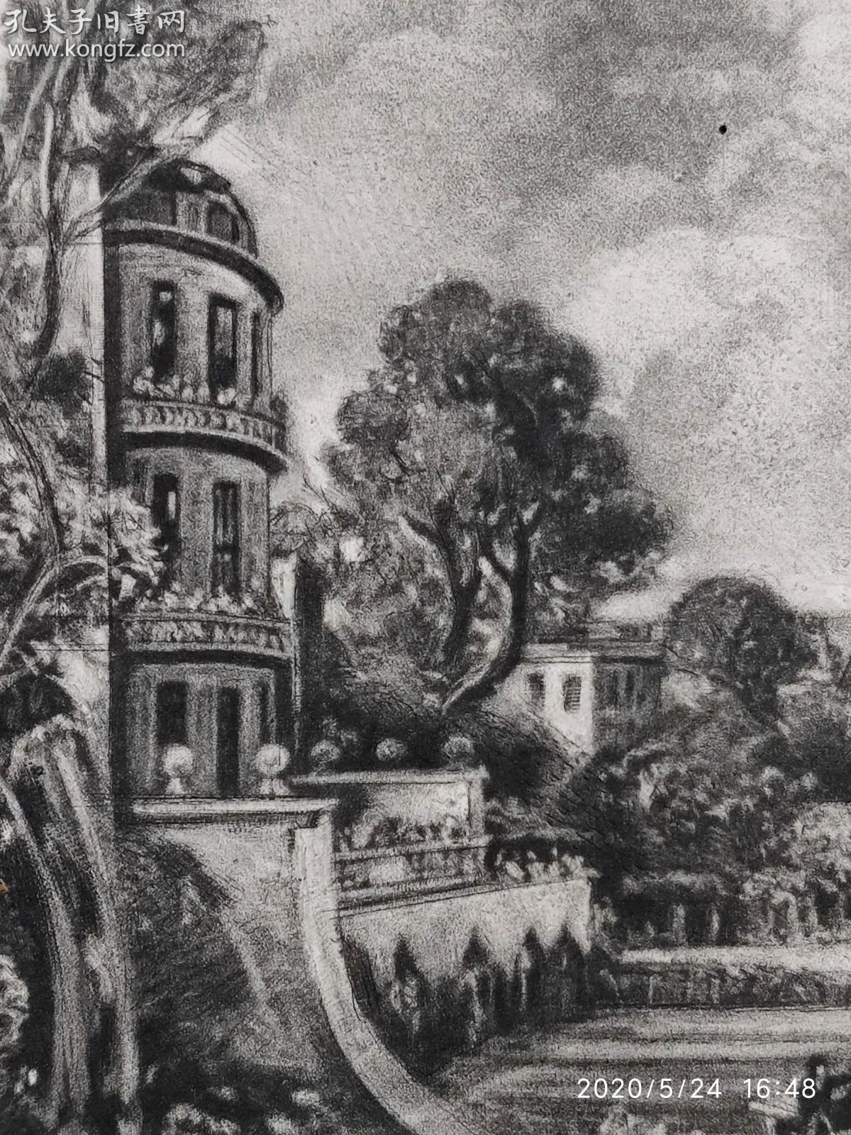 大英博物馆藏画1831年英国风景康斯特勃作品系列美柔汀铜版画滑铁卢桥