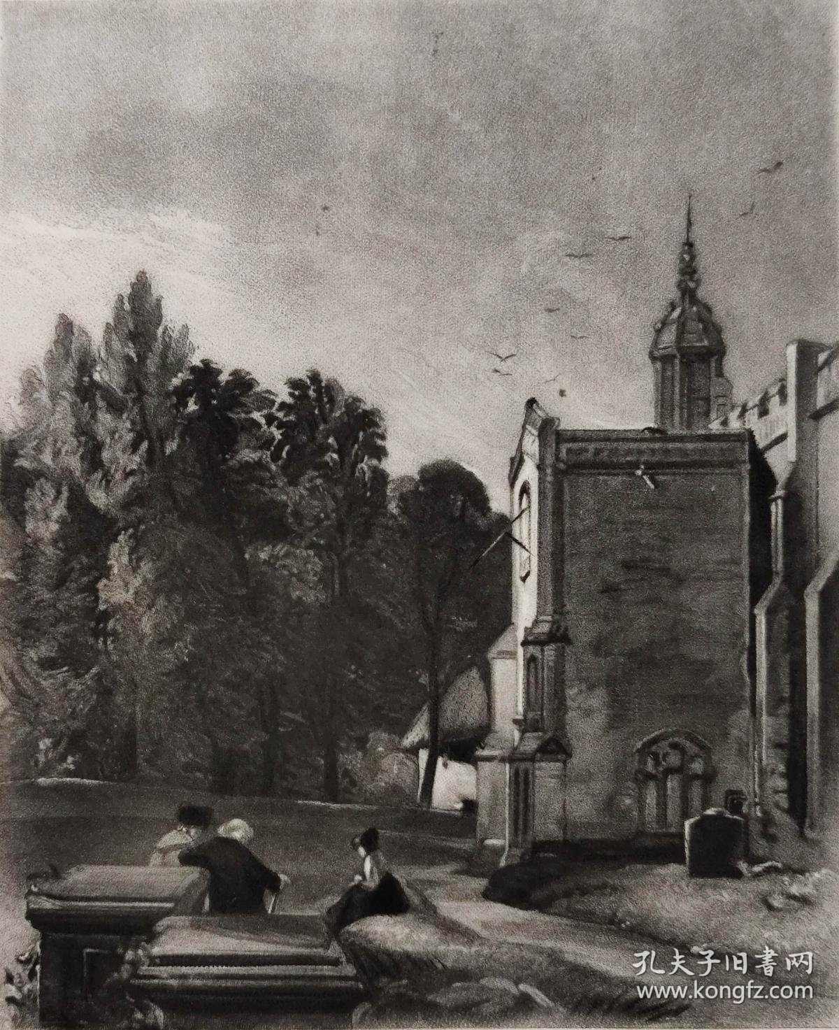 欧洲古董英国风景名胜铜版画风景美术作品欧美教堂版画学院版画作品啥