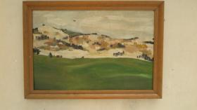 约8-90年代  无款风景 油画一幅木板油画 原装框 尺寸70*100厘米