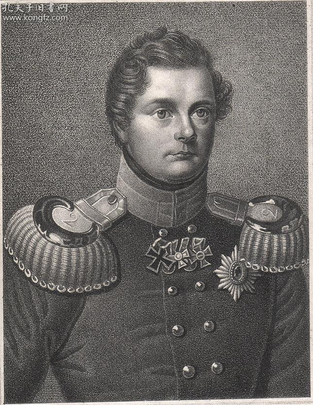 "西方历史上的君主"1850年钢版画《腓特烈·威廉三世》 (德国荣誉的