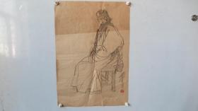黄胄 作素描国画一幅 尺寸56*46厘米