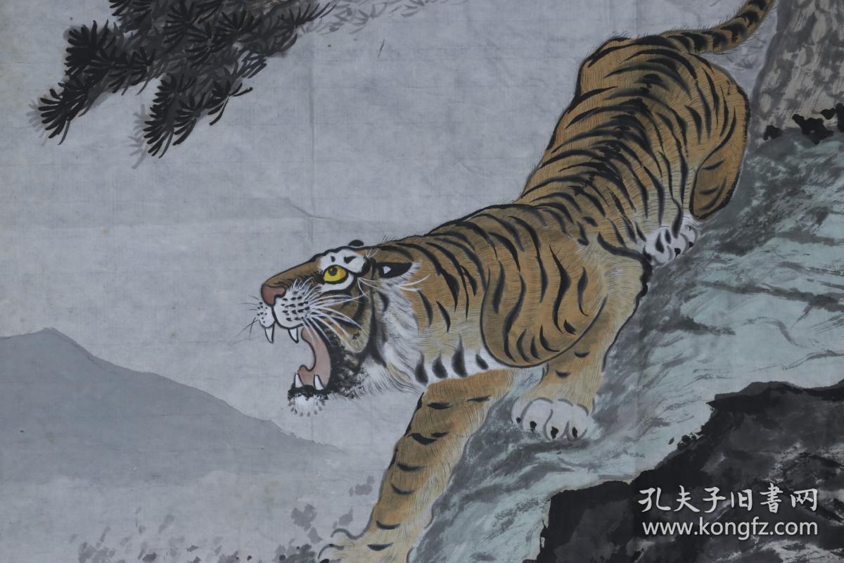 佚名(约民国) 水墨画作品《虎啸山林》一幅(纸本软片,画心约2.