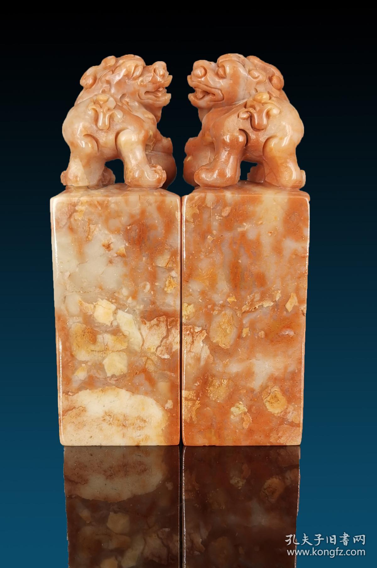 【高档印石------夫妻对章】精品寿山高山石对章------编号gd51