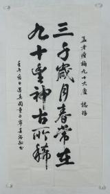 上海书法家 宁春强 2002年作 致孟-瘦-梅 书法作品《三千岁月春常在 九十丰神古所稀》一件（纸本软片，约7.8平尺）HXTX318898