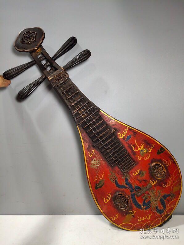 旧藏彩绘漆绘描金龙腾盛世古琴琵琶