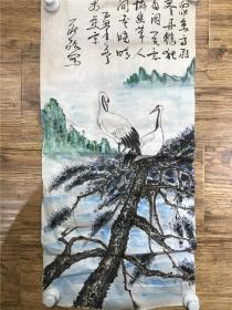  庄焰（外交家 老革命）旧藏：庄焰国画“白鹤”（68*33cm，具体如图）【201020C 29】