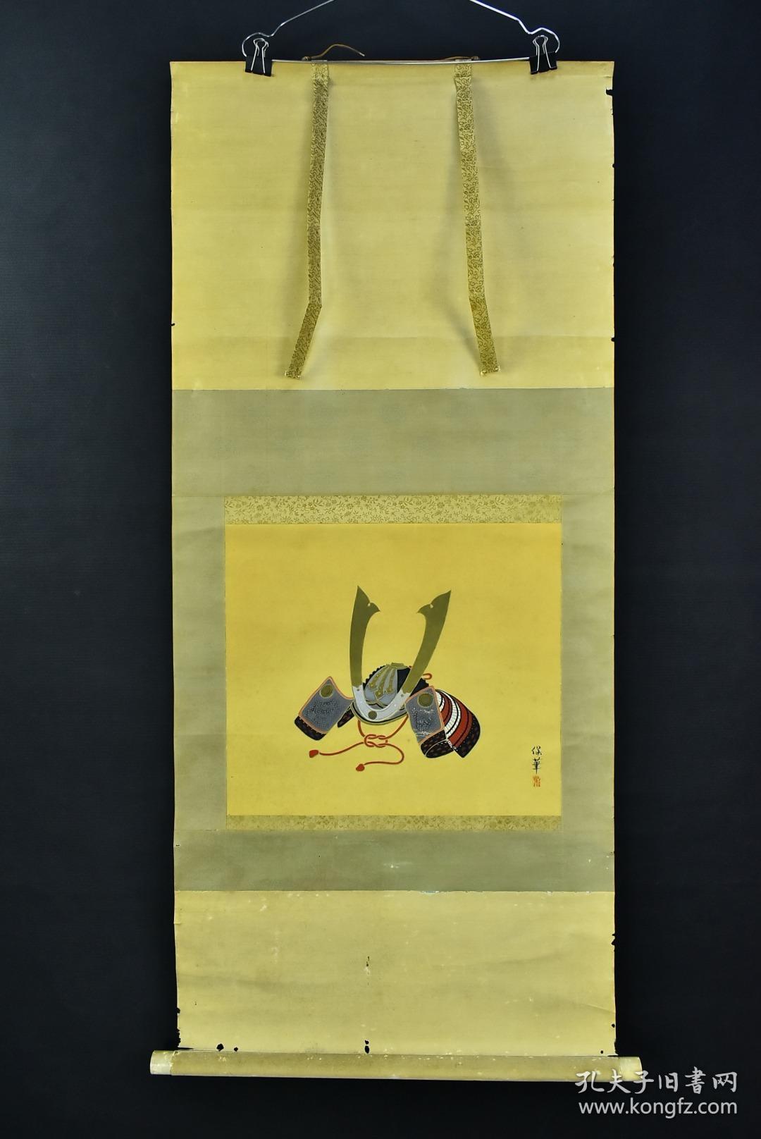 Vh4226 保笔绢本手绘 武将兜 装裱立轴画一幅绫裱两侧骨轴头钤印画心尺寸 42cm 41cm 立轴尺寸 126 55cm 孔夫子旧书网