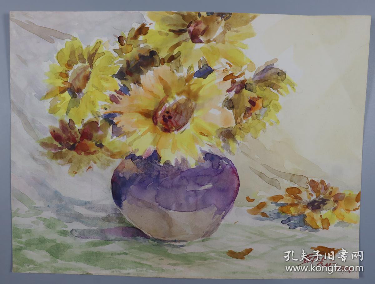 著名画家 原上海中国纺织大学教授邱光正1977年作 瓶花 水彩作品一幅 尺寸 25 33cm Hxtx 孔夫子旧书网