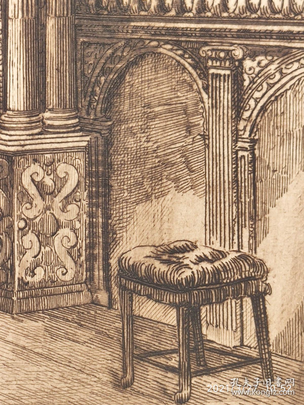 "原创限量版画"1887年版"布里斯托建筑风景"棕色蚀刻 干刻铜版画