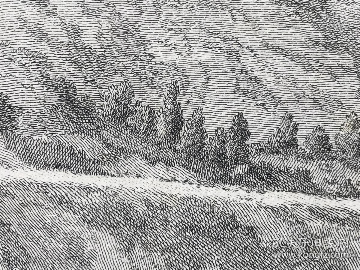 1780年铜版画《马蒂尼风景,瑞士瓦莱州》—法国画家让·雅克